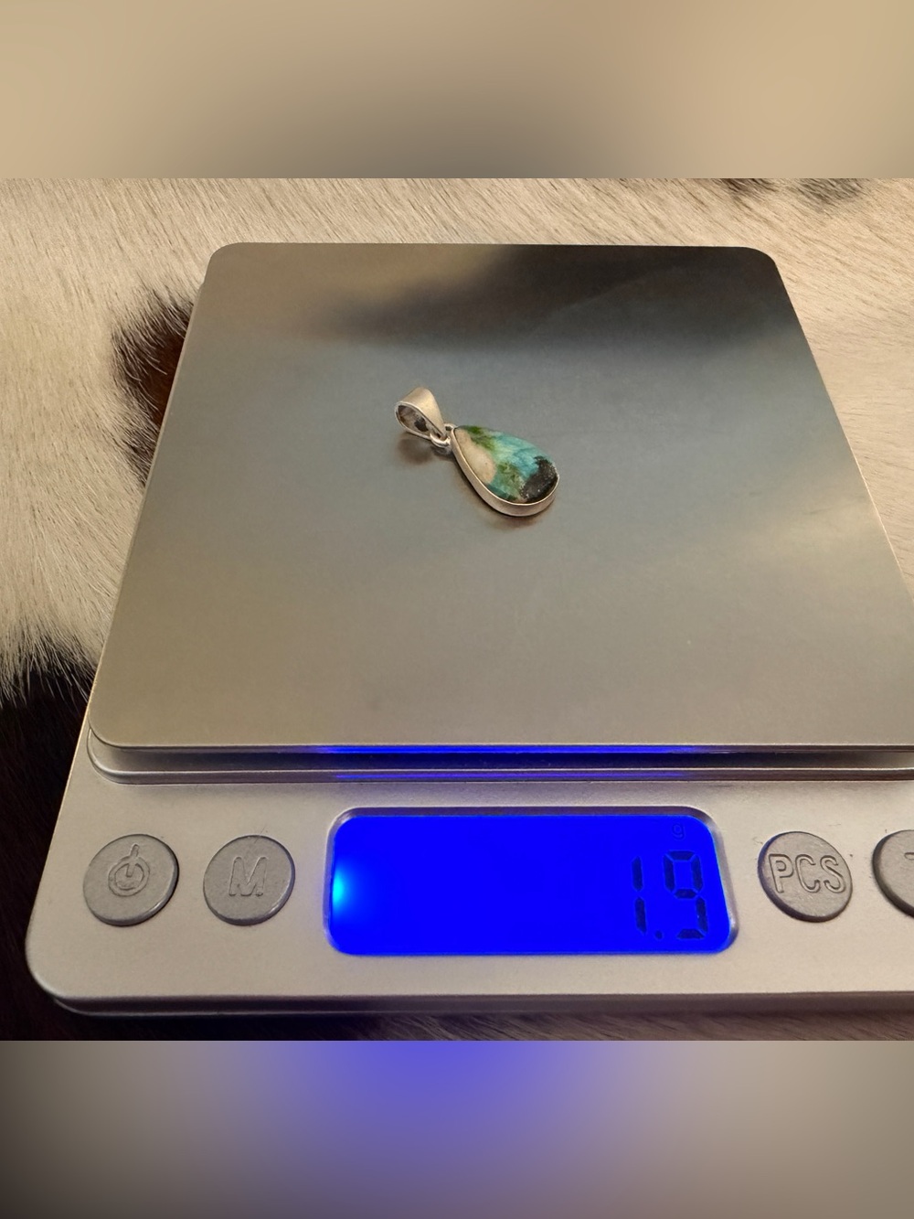 ❤️ Sonoran Gold Turquoise Navajo Style Matte Brushed Sterling 925 Unisex Pendant - Picture 5 of 12